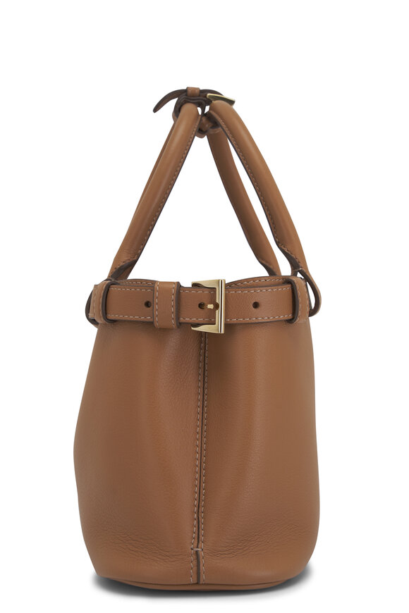 Prada - Small Caramel Leather Belted Satchel Bag 