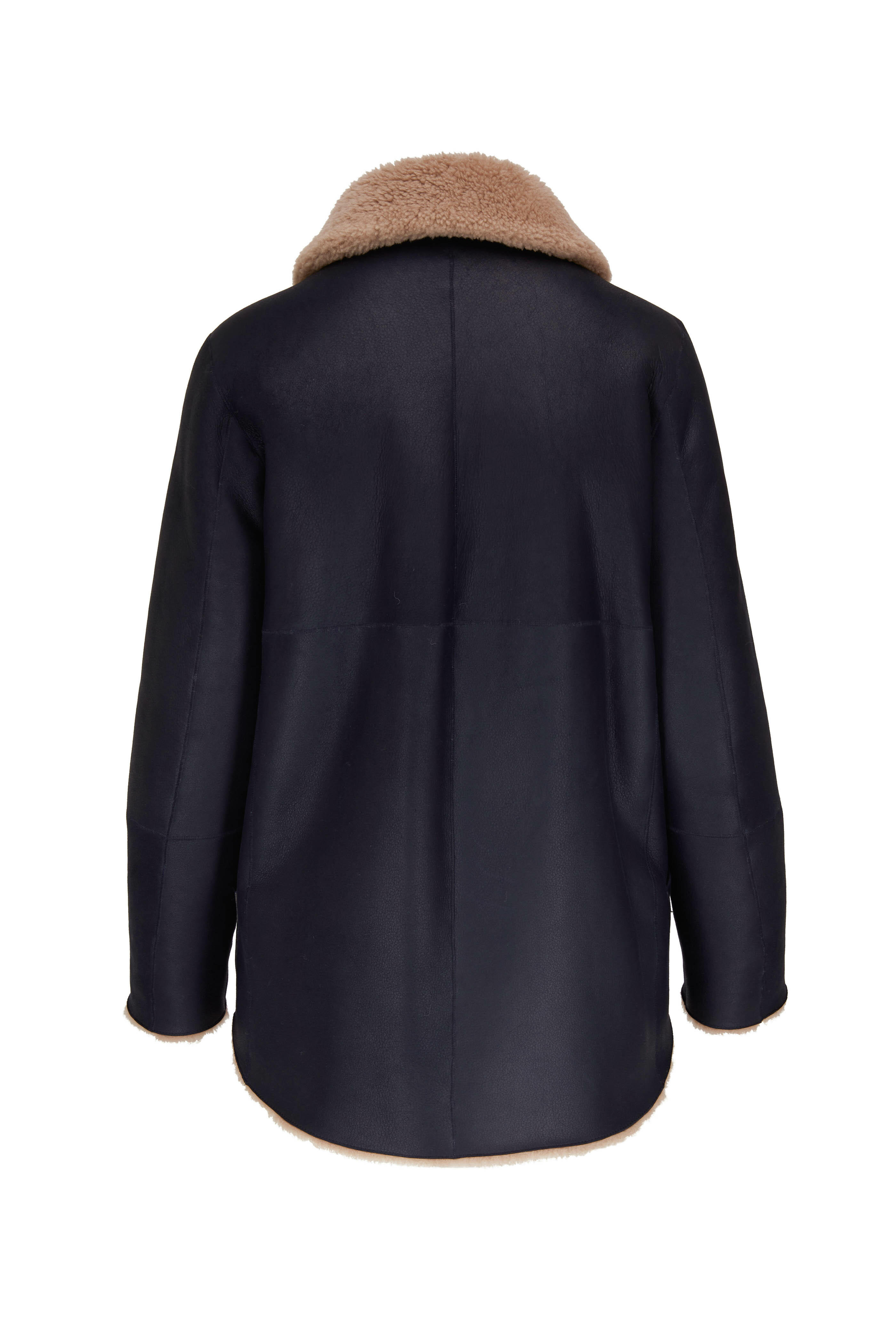 Akris Punto - Brown & Navy Reversible Shearling Jacket