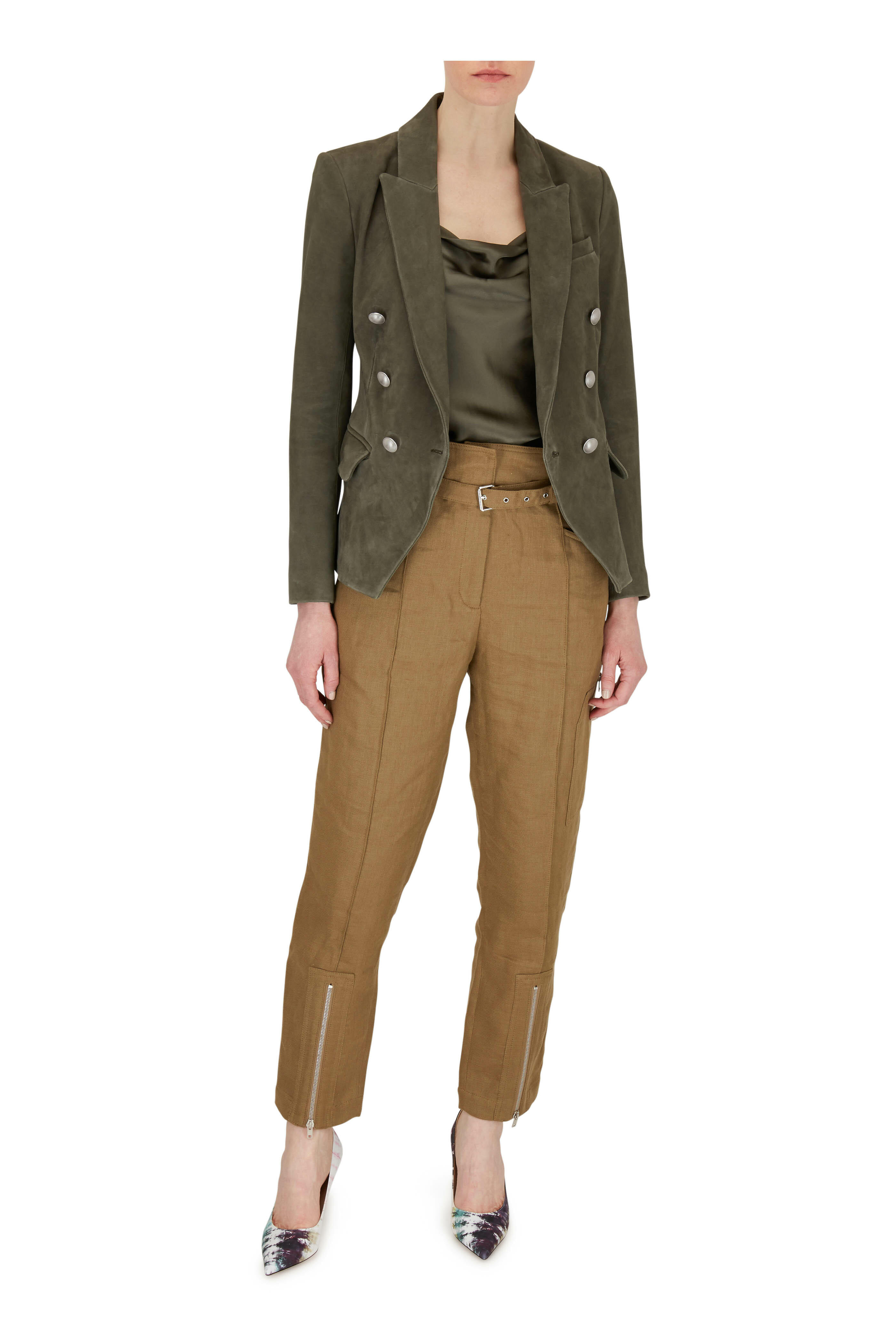 IRO - Tria Olive Linen & Cotton Straight Leg Pant