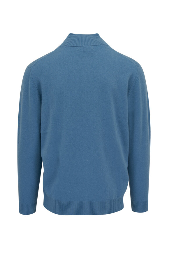 Kinross - Glacier Blue Suede Trim Quarter Zip Pullover