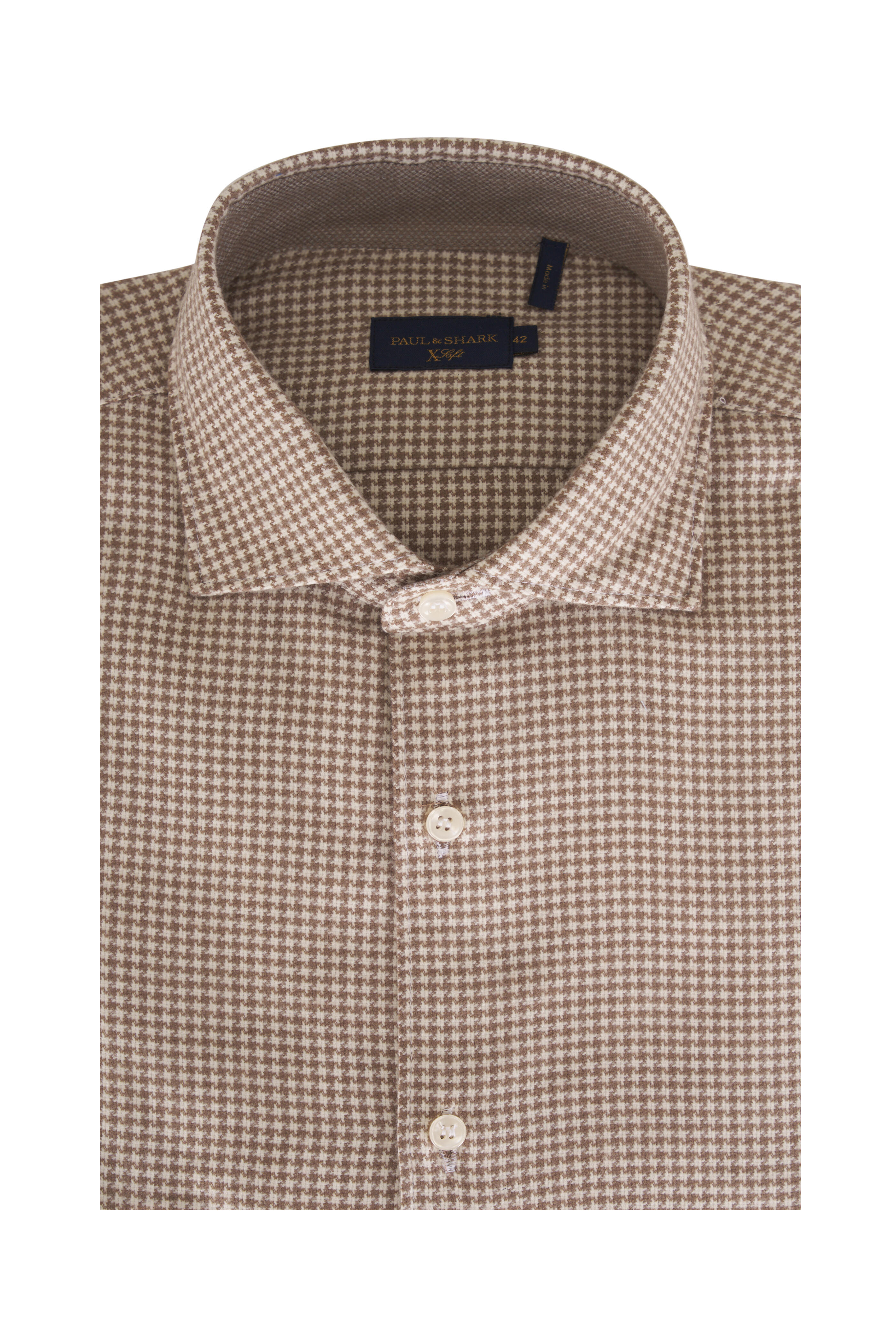 Paul & Shark - Beige Houndstooth Sport Shirt - view 1