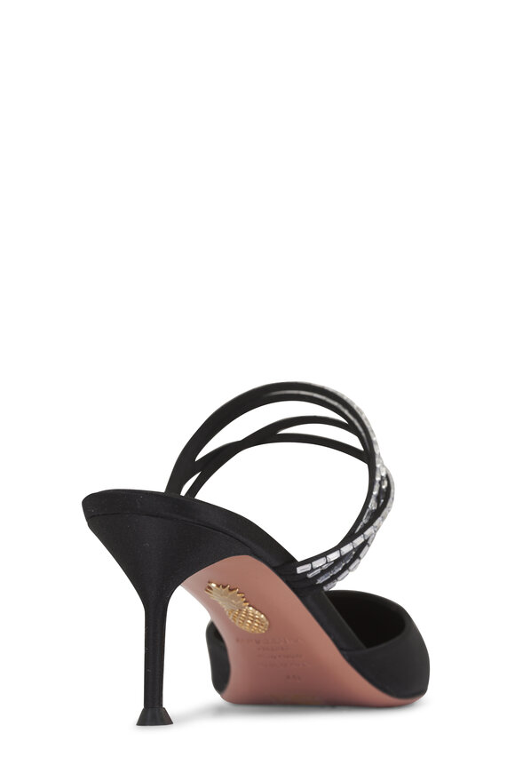 Aquazzura Luce Black Satin Pump, 65mm - view 4
