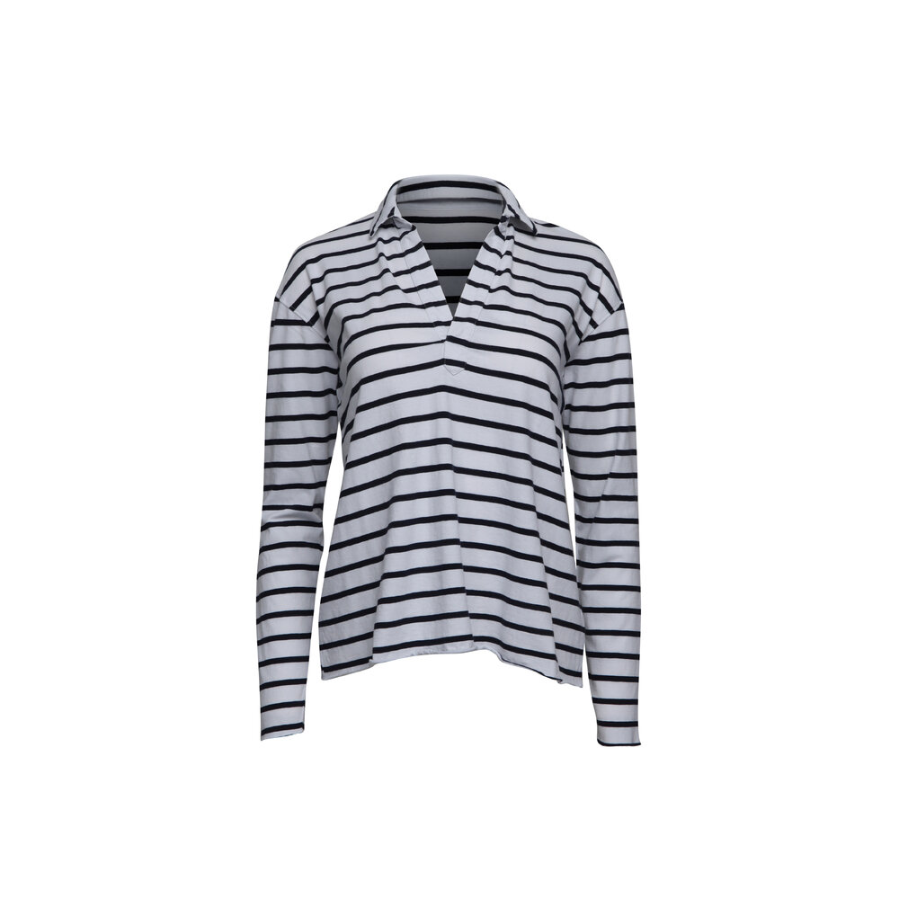 Frank & Eileen - Patrick Wide Navy French Stripe Popover Henley