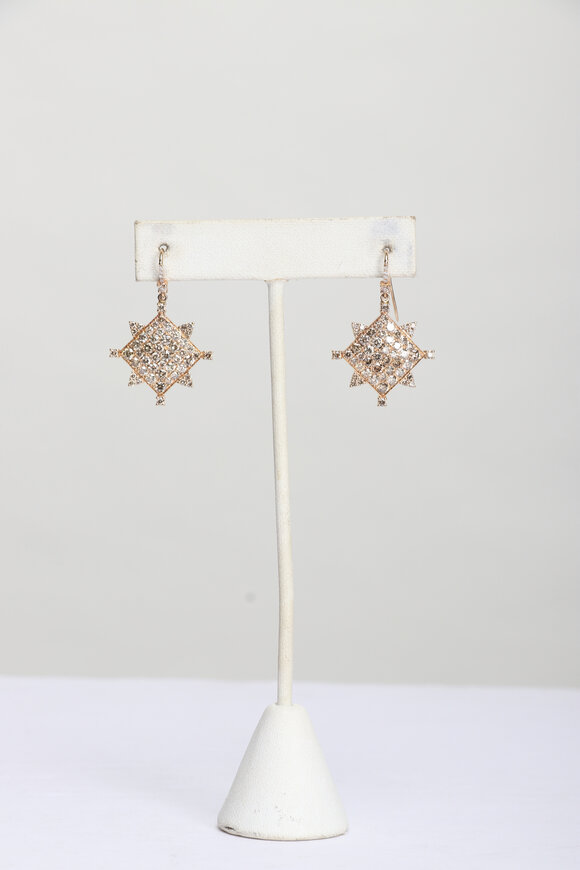 Nam Cho 18k Rose Gold Champagne Diamond Drop Earrings
