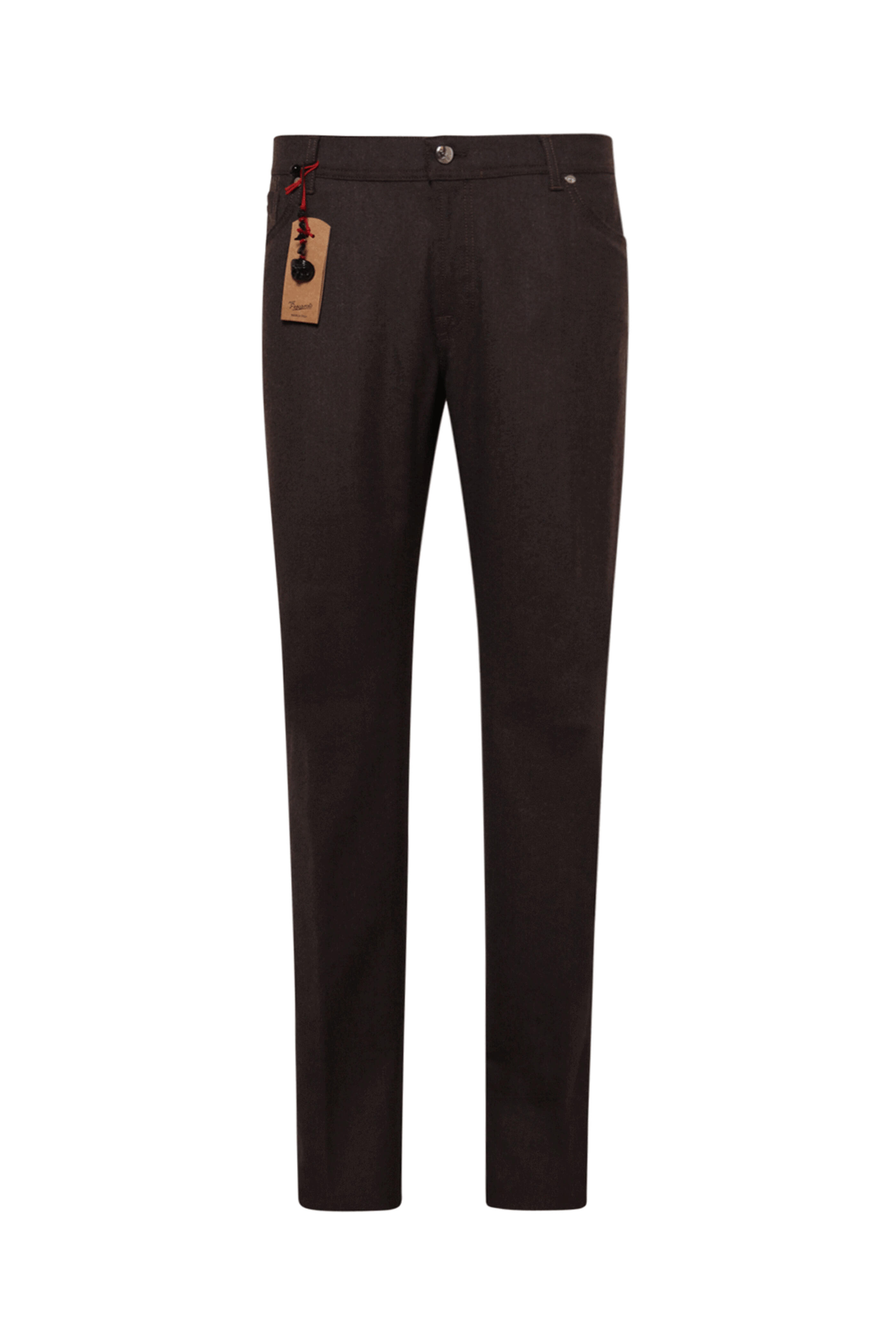 Marco Pescarolo - Brown Light Flannel Cashmere Blend 5 Pocket Pant