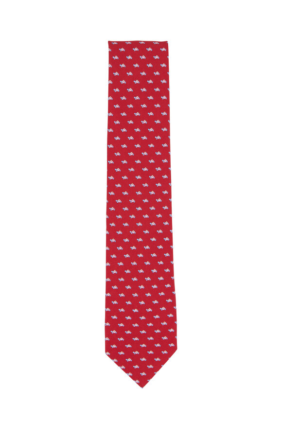 Ferragamo - Red Turtle Print Silk Necktie