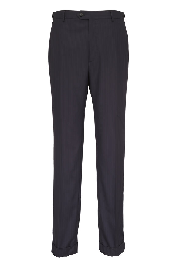 Brioni Navy Tonal Soft Stripe Wool Suit - view 4