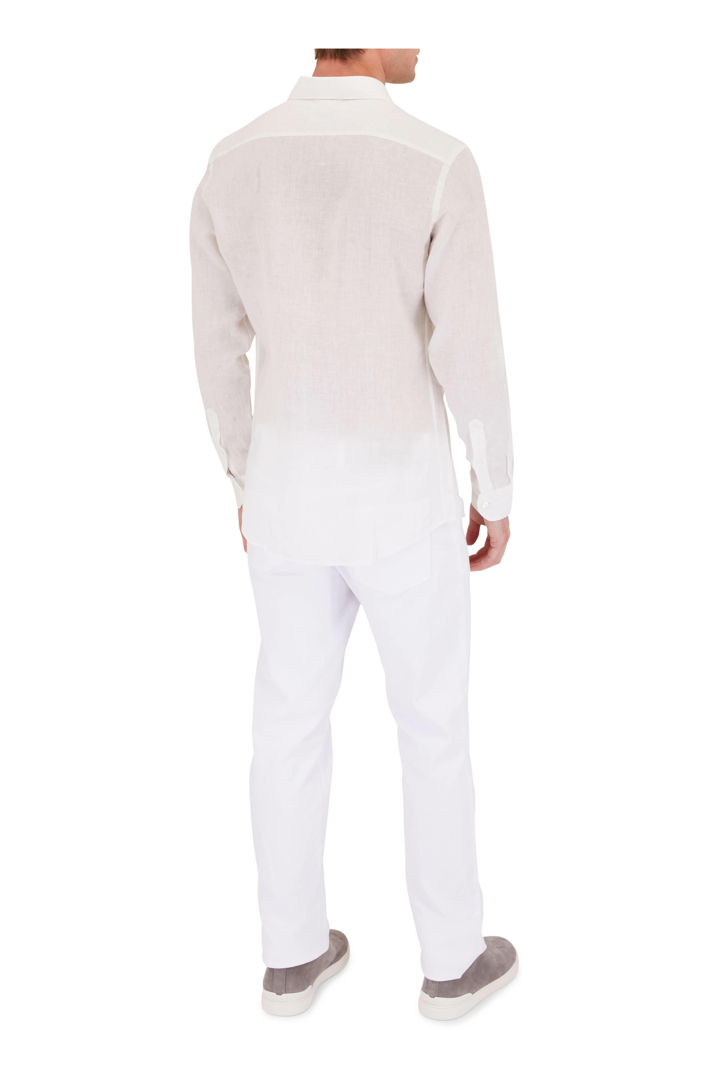 Zegna - White Linen Sport Shirt