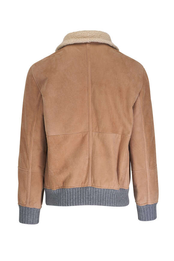 Brunello Cucinelli - Tan Sheepskin & Cashmere Bomber Jacket