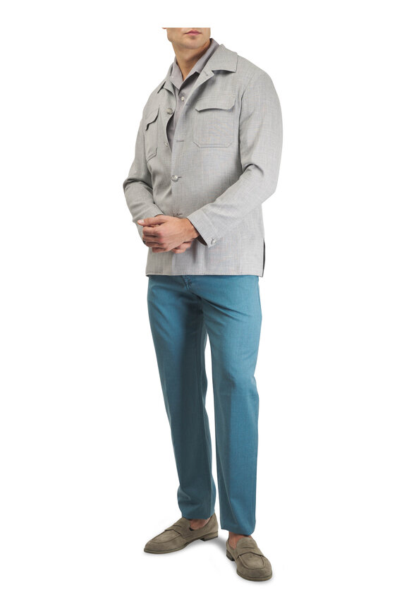 Atelier Munro Light Gray Wool, Silk & Linen Informal Jacket - view 2