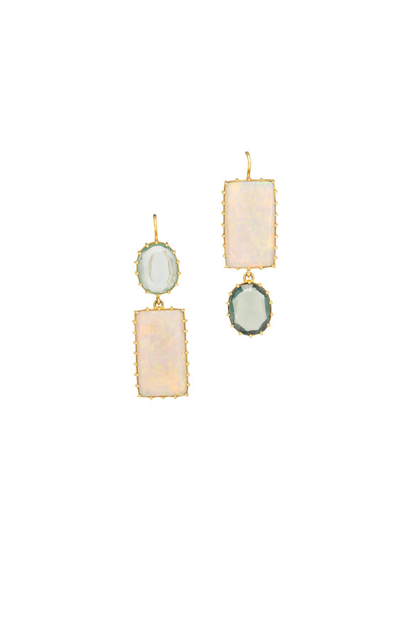Renee Lewis 18k Yellow Gold Antique Opal Spinel Earring - view 1