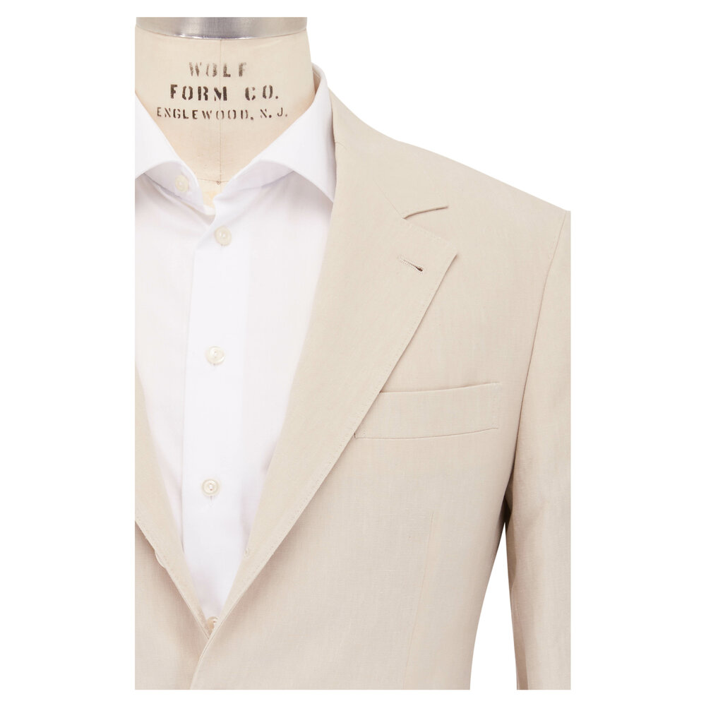 Brunello Cucinelli - Beige Solid Linen Suit | Mitchell Stores