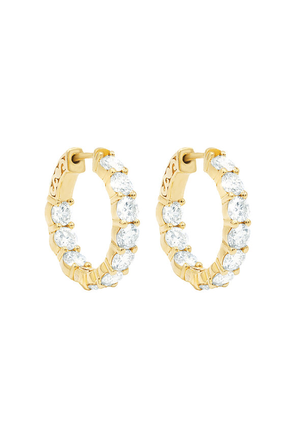 Diana M Jewels 18k Yellow Gold Diamond Hoop Earring - view 1
