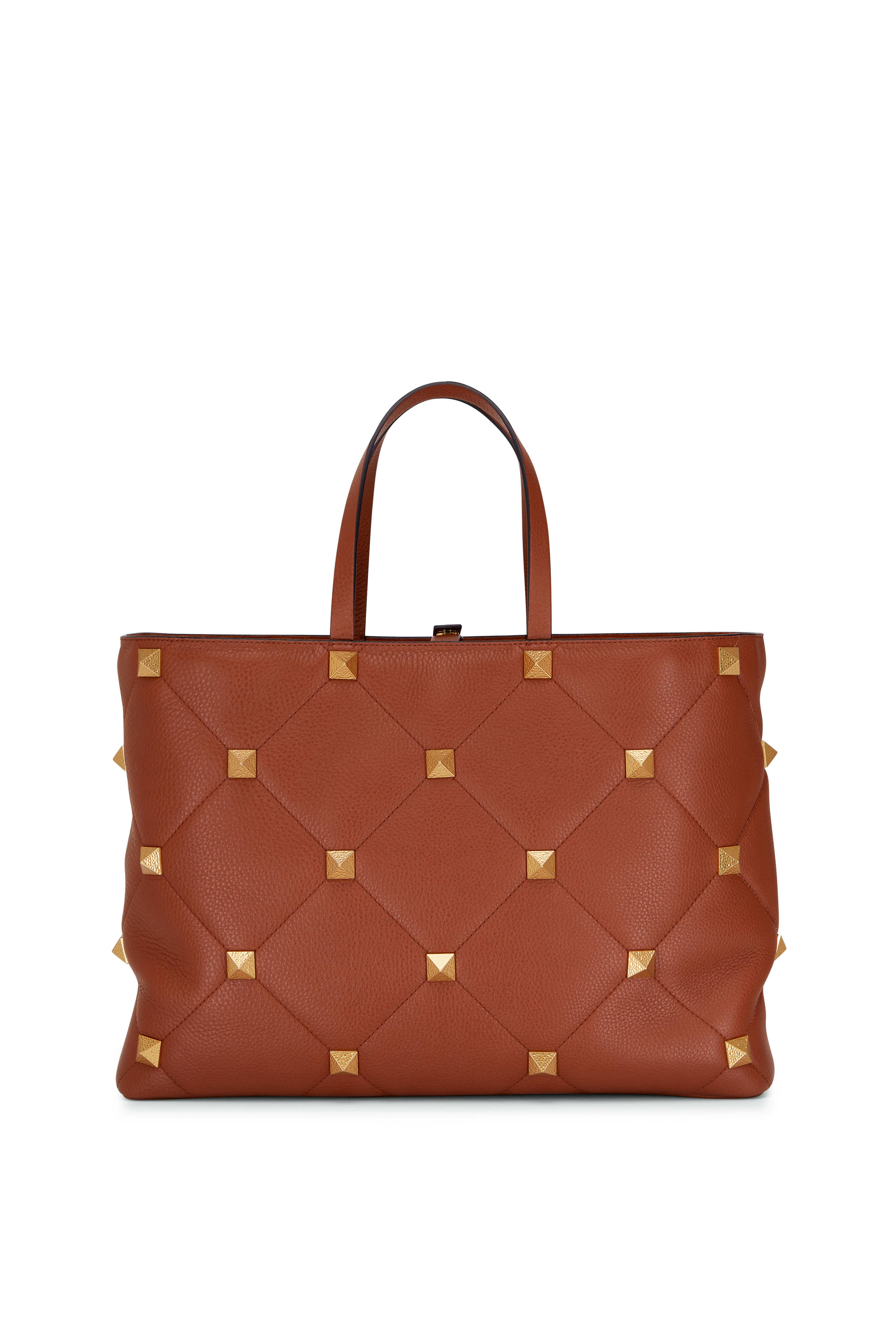 Valentino Garavani - Saddle Brown Leather Roman Stud Large Tote