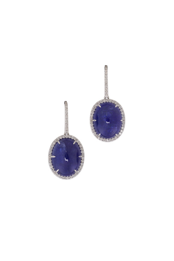 Sutra 18k White Gold Tanzanite Diamond Drop Earring