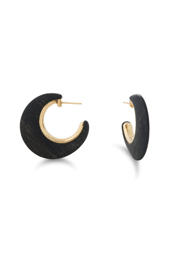 Sidney Garber 18k Yellow Gold Small Crescent Ebony Moon Earring