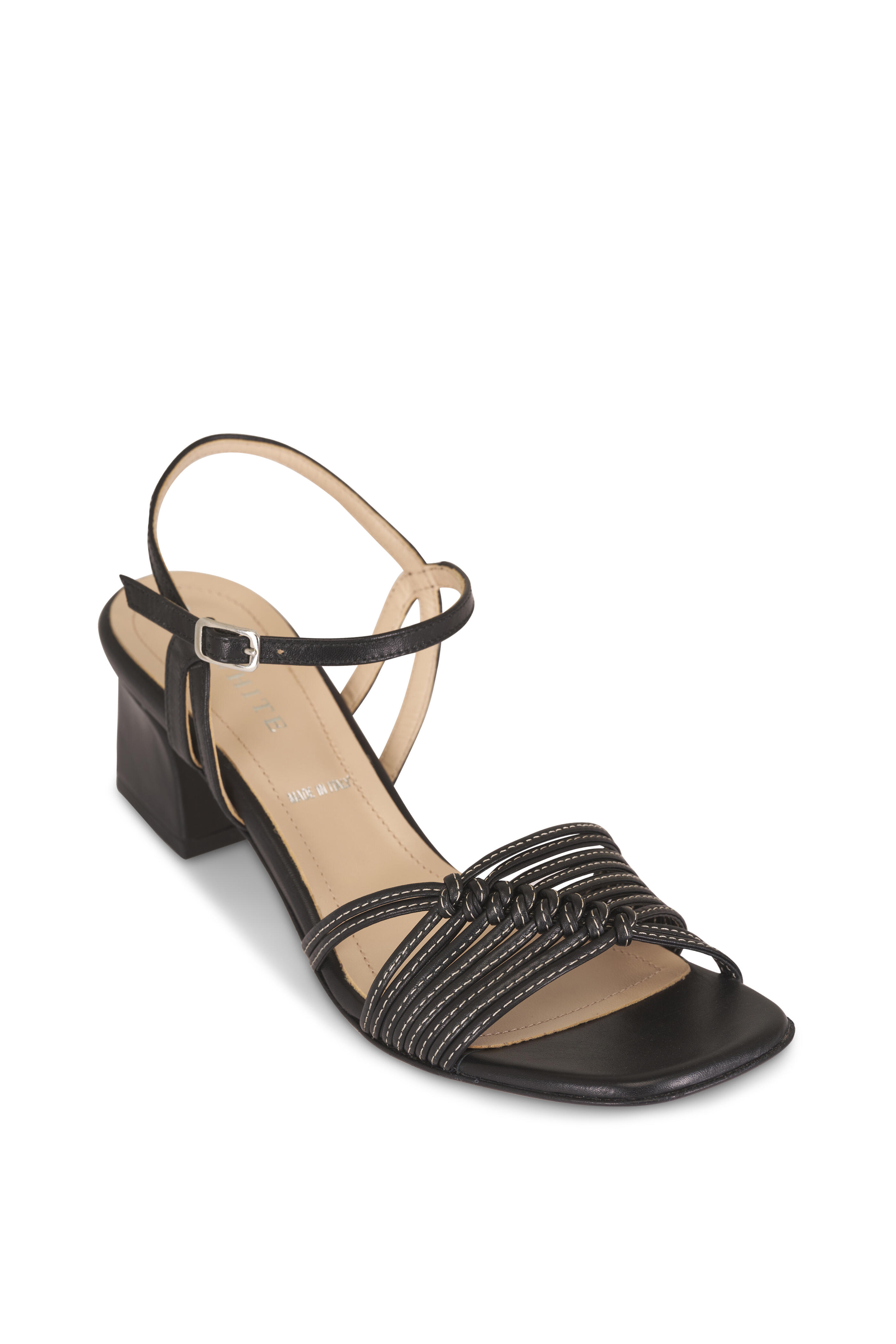 Ron White - Kerianne Onyx Leather Sandal, 50mm - view 1