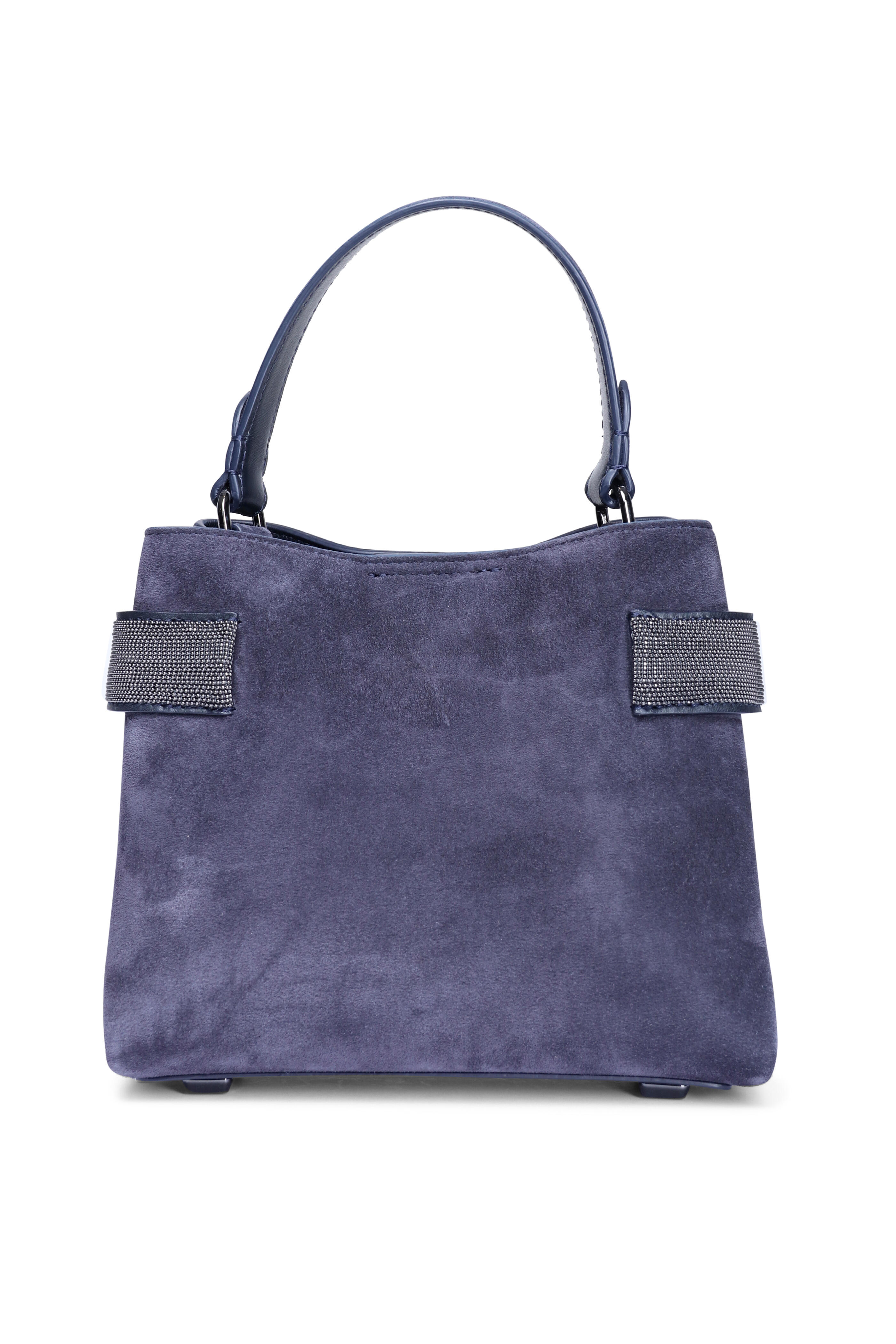Brunello Cucinelli - Small Essence Navy Suede Top Handle