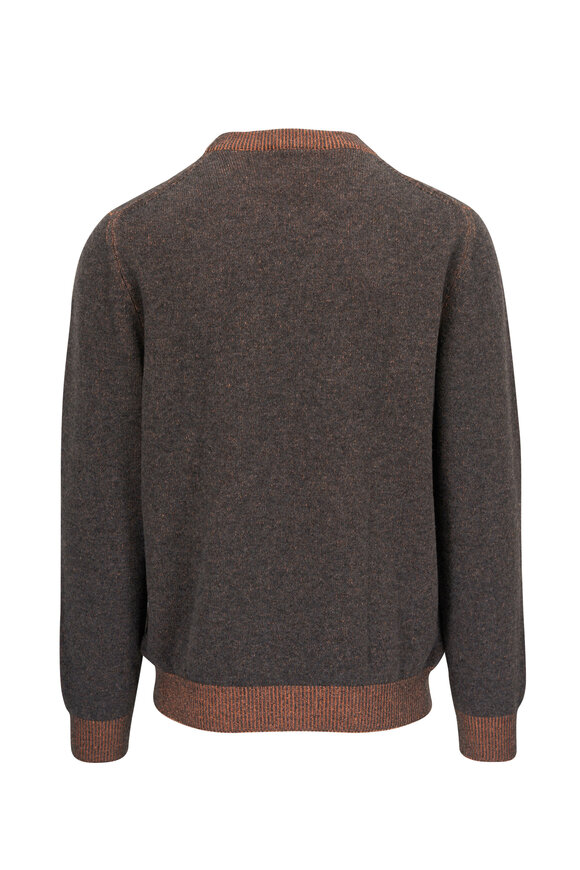 Kiton - Gray & Caramel Cashmere Crewneck Sweater 