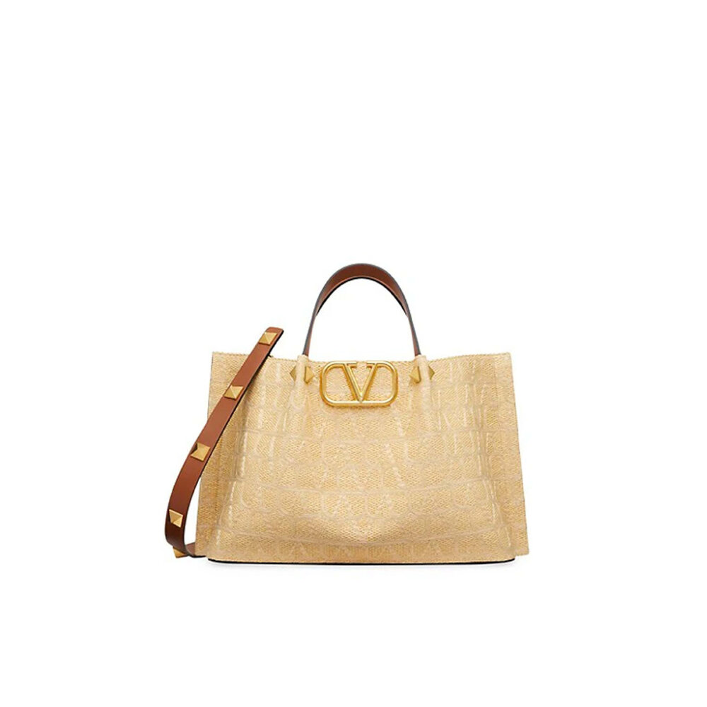 【関税&送料込】Valentino Garavani Two-Tone Canvas Vlogo Sig VALENTINO GARAVANI Two-Tone Canvas Rockstud Crossbody Bag