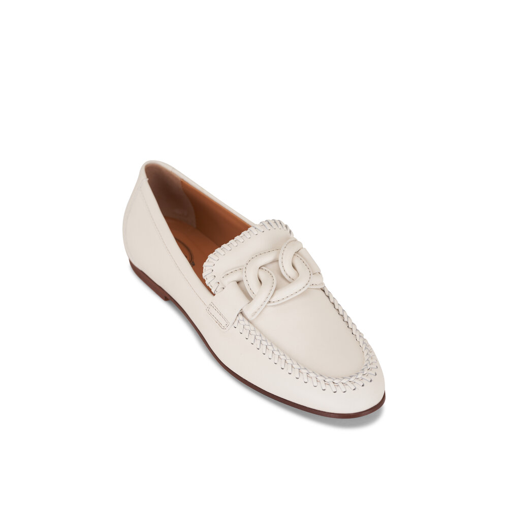 Tod's - Yogurt White Whipstitch Leather Chain Loafer