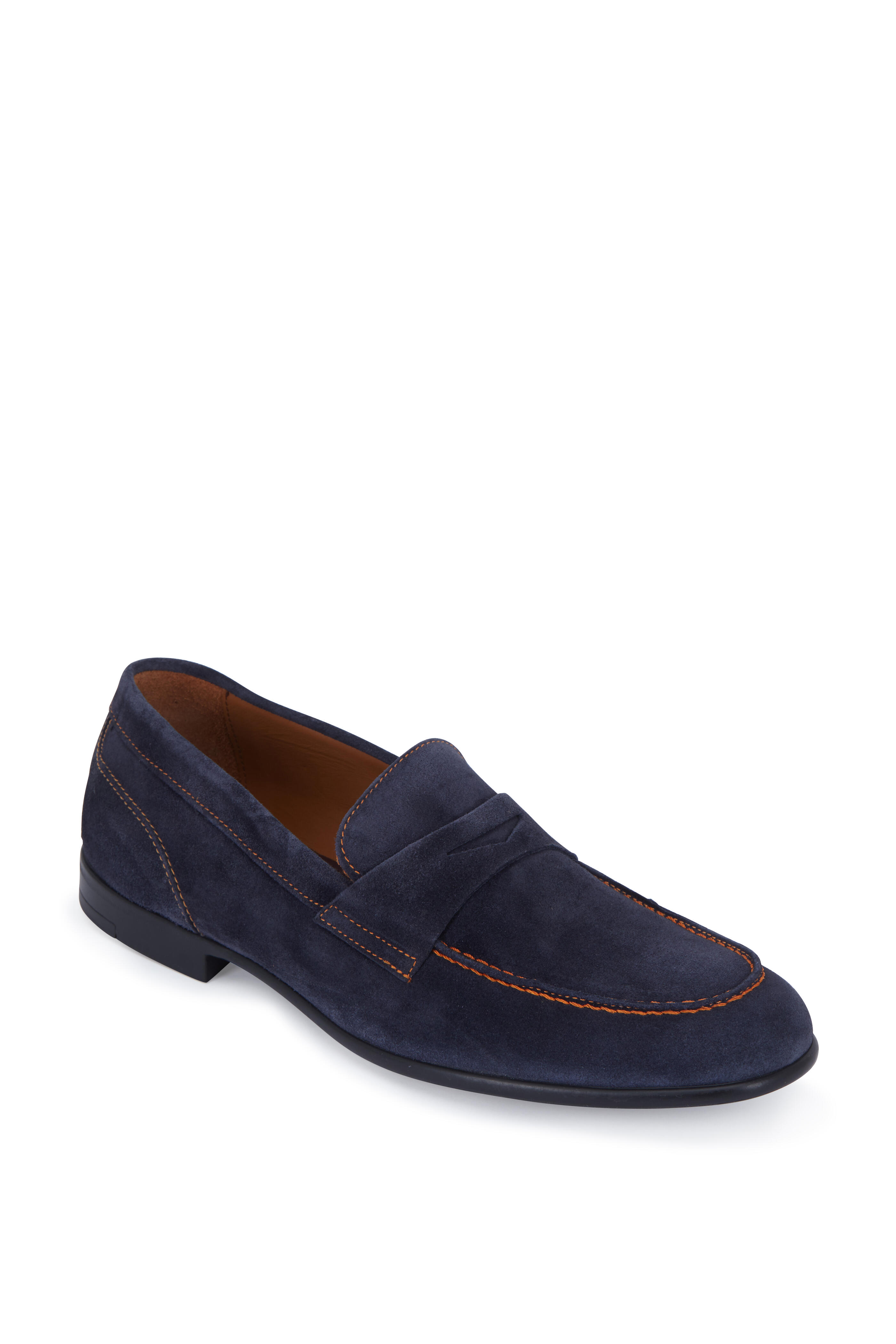 Bruno Magli - Silas Navy Blue Contrast Stitch Penny Loafer
