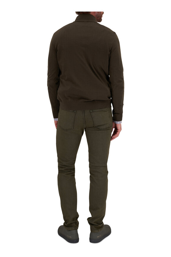 Kiton - Olive Wool Quarter Zip Pullover