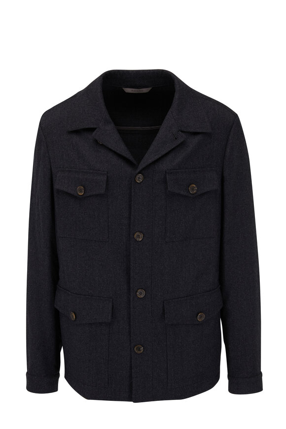 Canali - Charcoal Gray Wool Shacket 