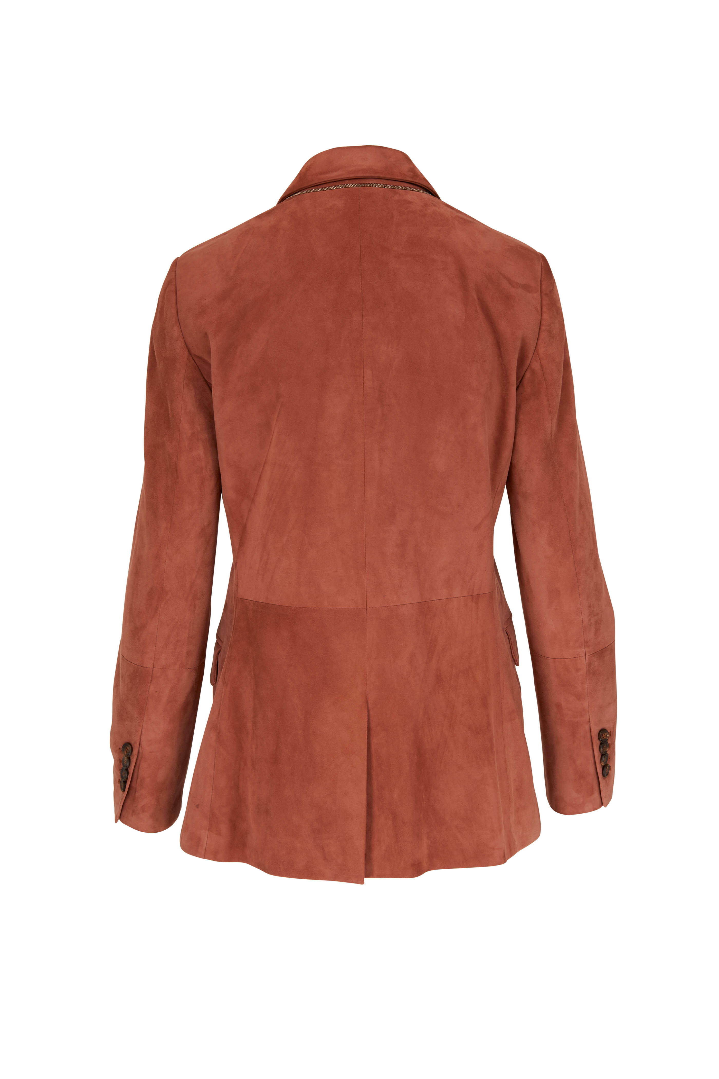【関税＆送料込み】Brunello Cucinelli Brown Single-Breasted Brunello Cucinelli - Ginger Suede Single-Breasted Blazer