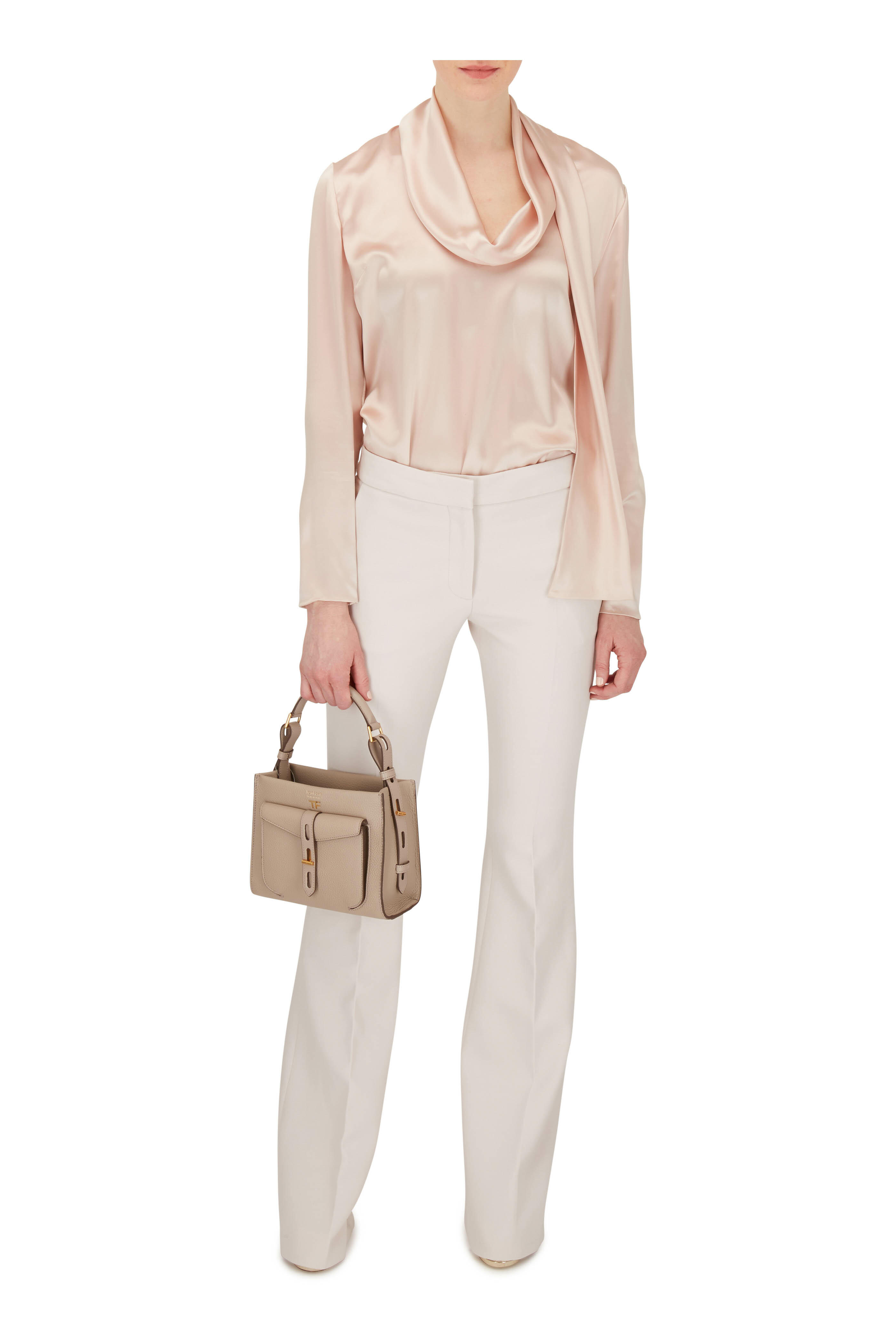 Tom Ford - T-Twist Silk Taupe Mini Top Handle Bag