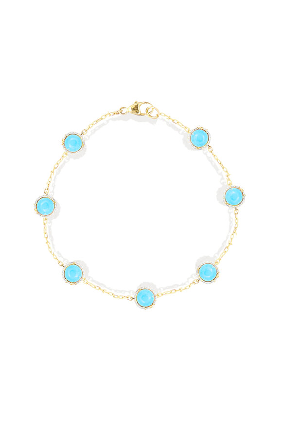 Campbell + Charlotte Found Turquoise Cabochon Station Chain Bracelet