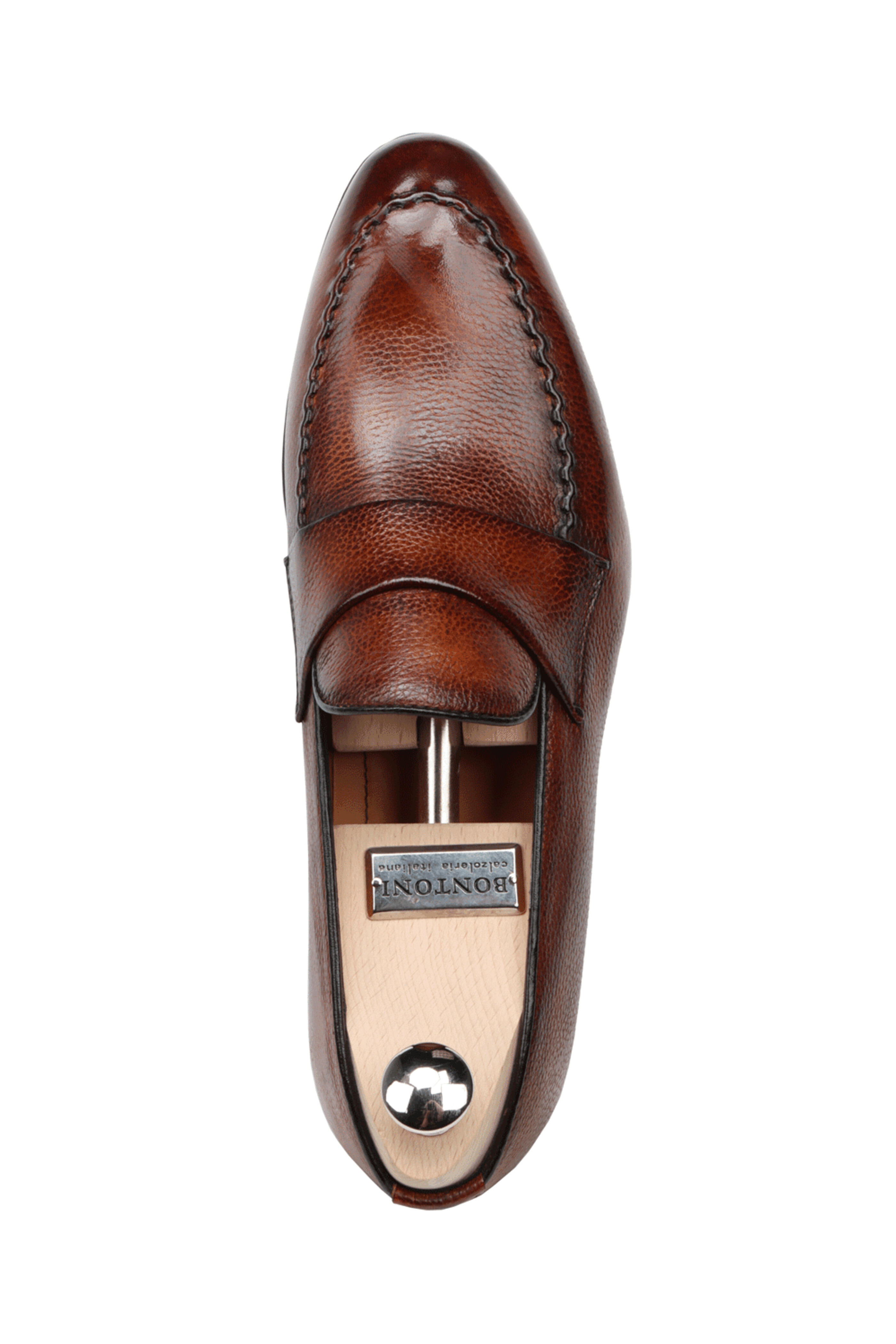 Bontoni - Brown Soft Grain S-Stitch Loafer