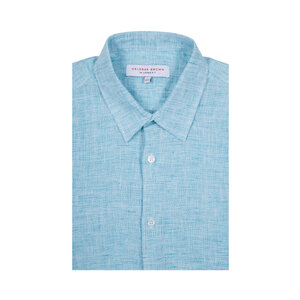 Orlebar Brown - Morton Scuba Blue Linen Sport Shirt