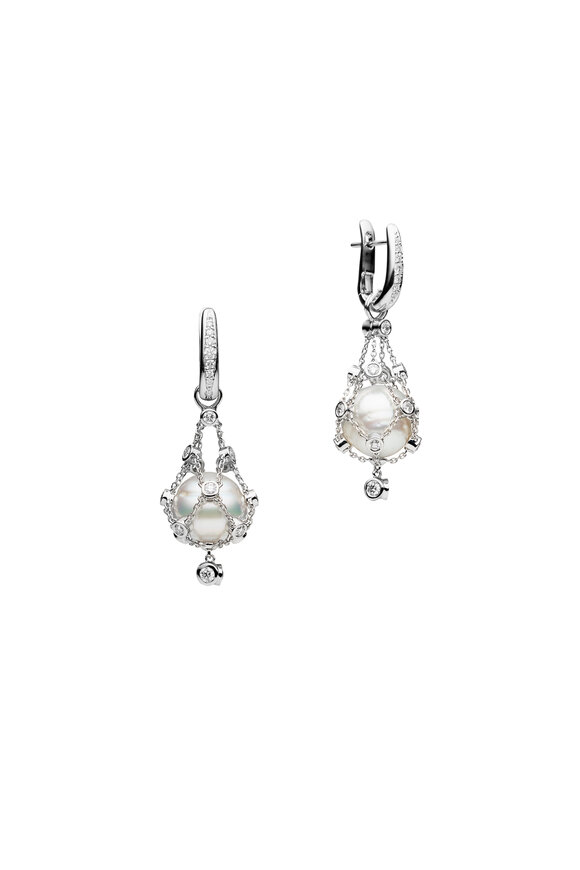 Paspaley Lavalier Diamond Pearl Drop Earrings