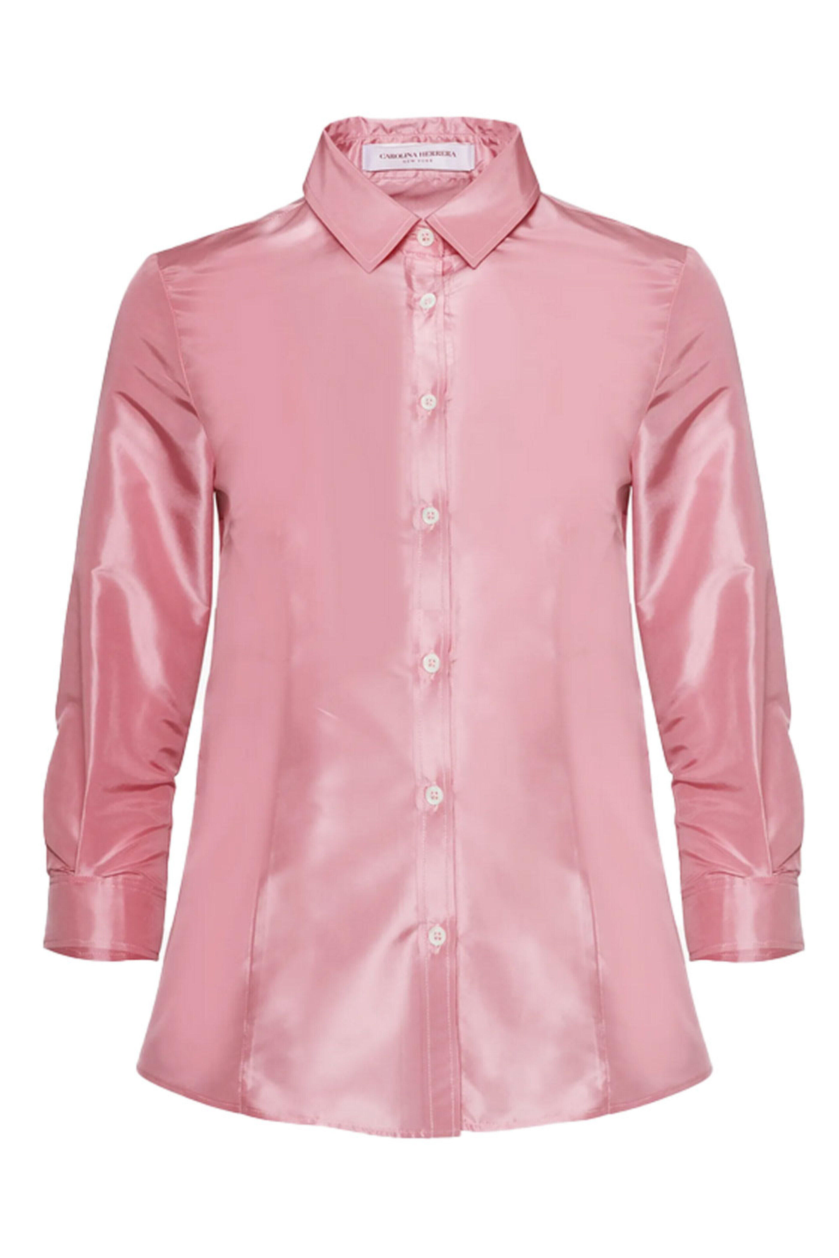 Carolina Herrera - Blush Silk Taffeta Button Up Shirt