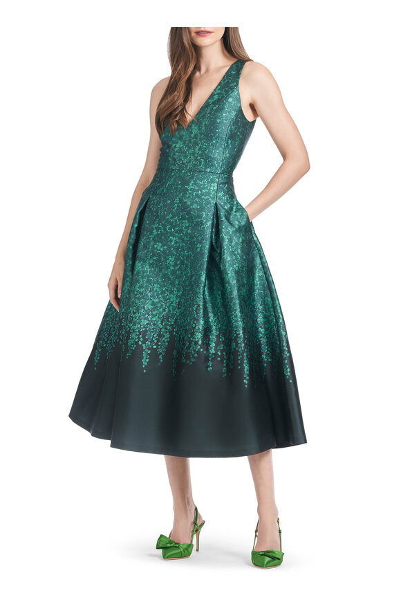 Sachin + Babi - Anissa Emerald Wisteria Print Midi Dress