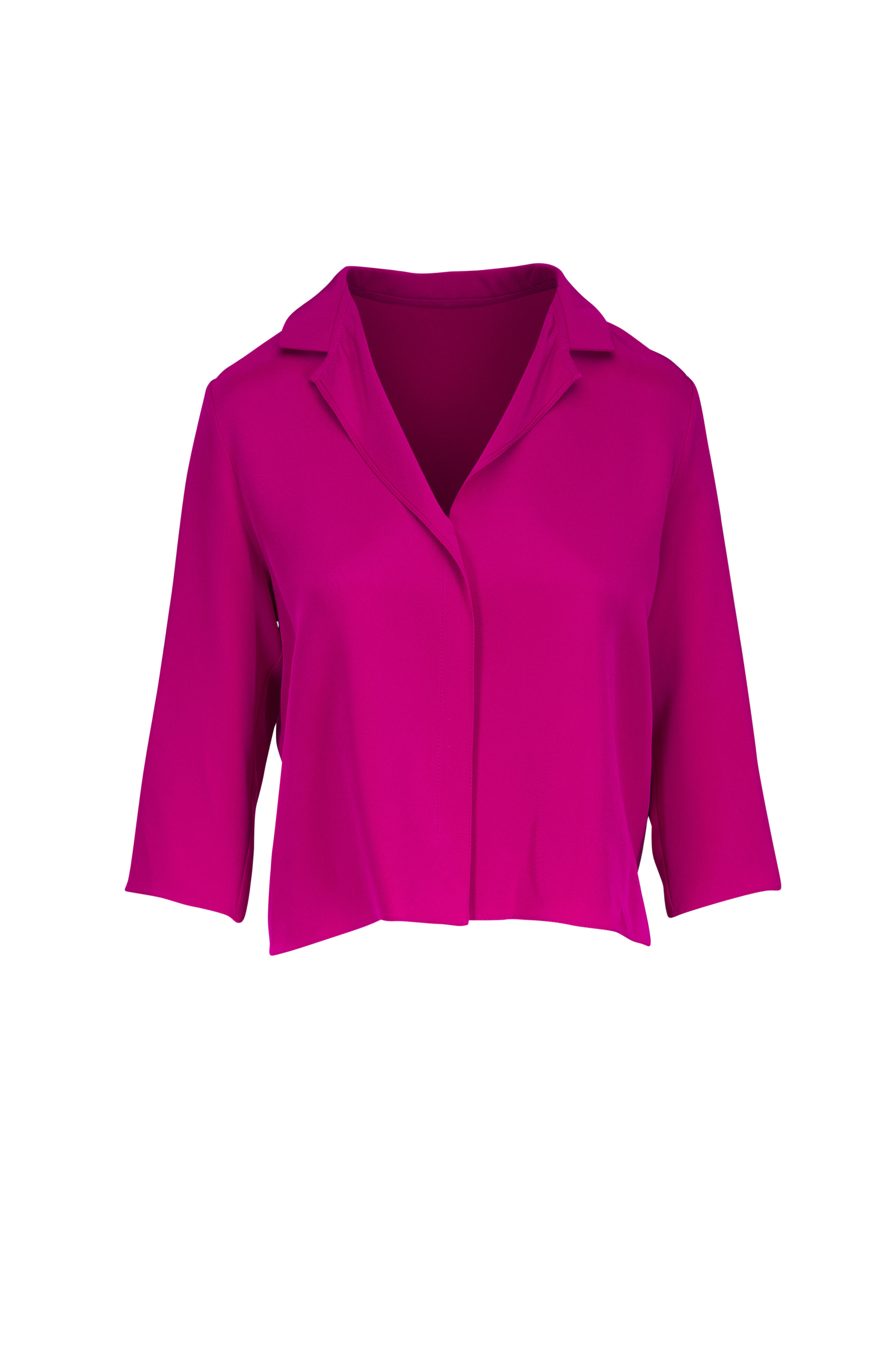 Peter Cohen - Frolic Square Front Fuchsia 4-Ply Silk Blouse