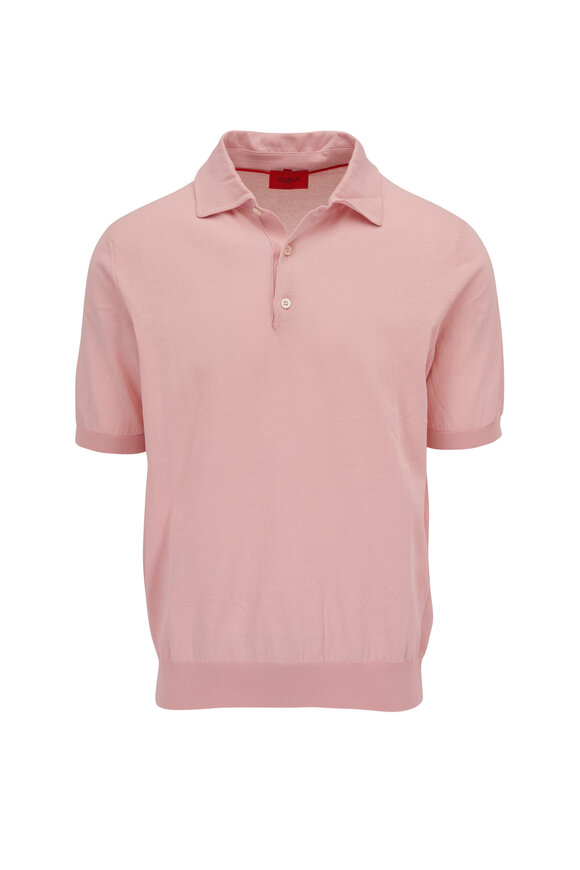 Isaia Pink Cotton Short Sleeve Polo 