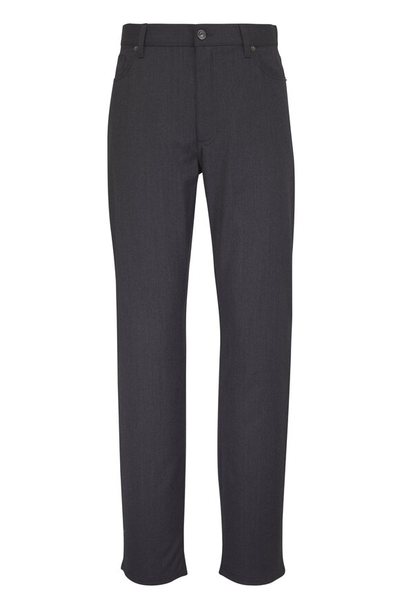 Zegna Dark Gray Wool Flannel Pant - view 1
