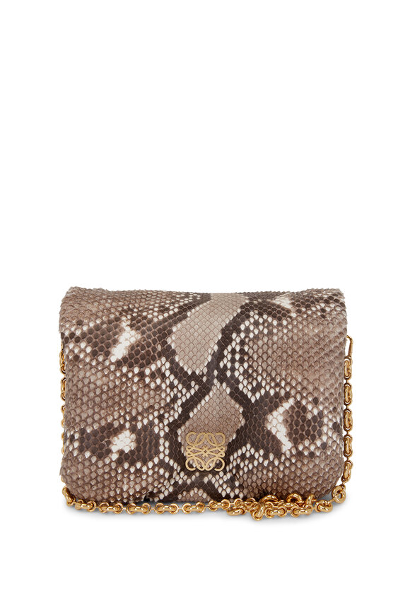 Loewe Goya Natural Python Chain Puffer Bag