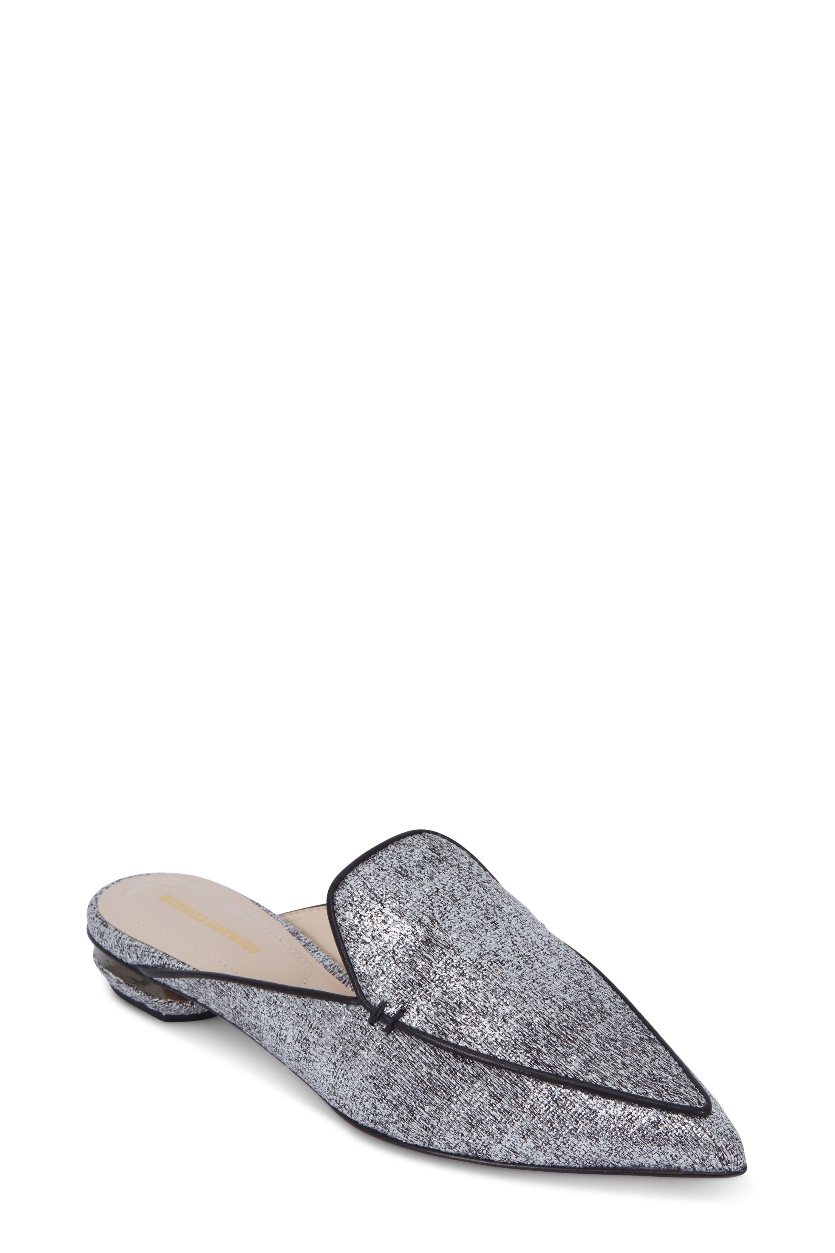 Nicholas Kirkwood Womens Pointed Toe Boucle Flat Loafers Black