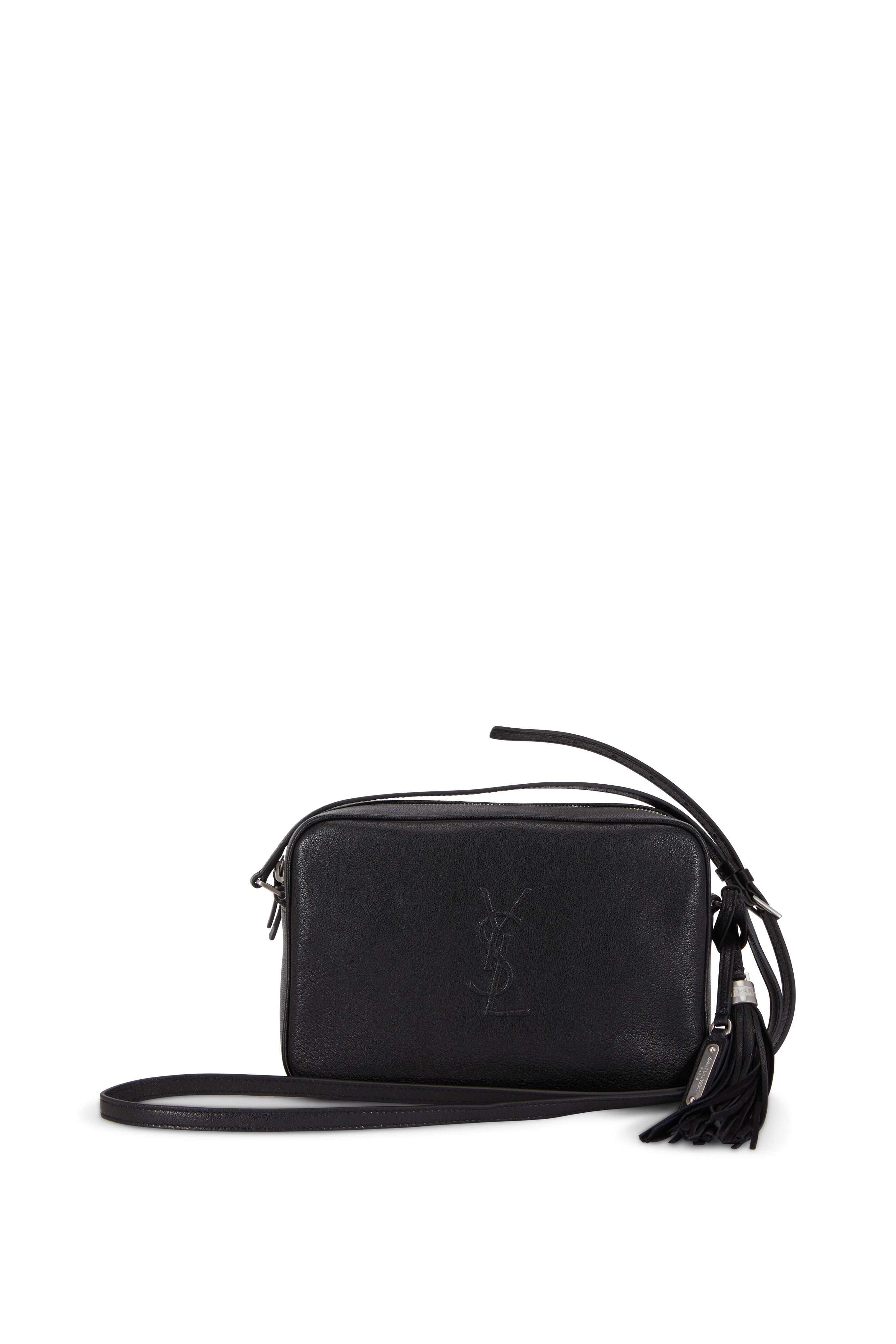 Lou Micro Leather Crossbody Bag in Grey - Saint Laurent