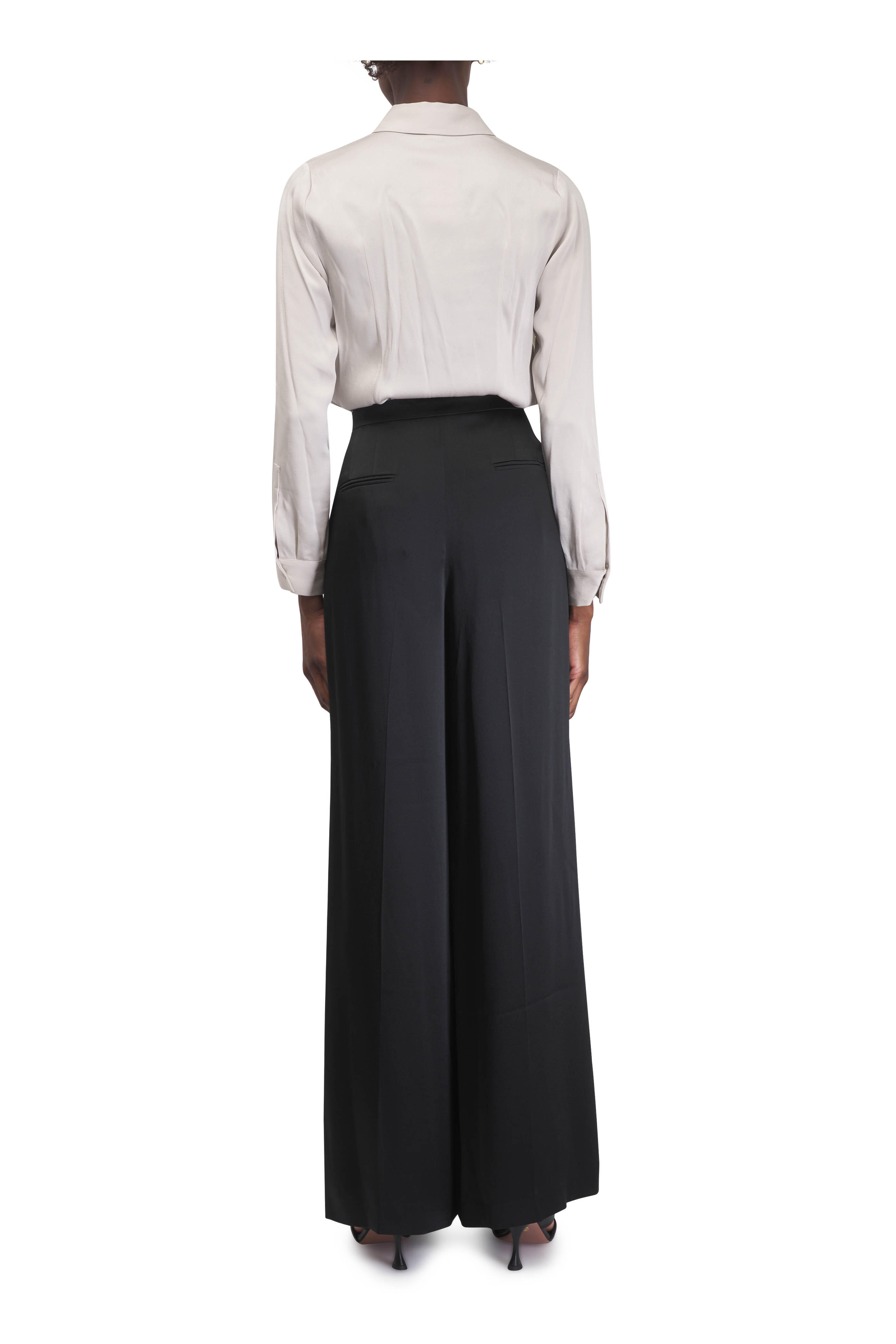 Michael Kors Collection - Black Hammered Satin Palazzo Pant