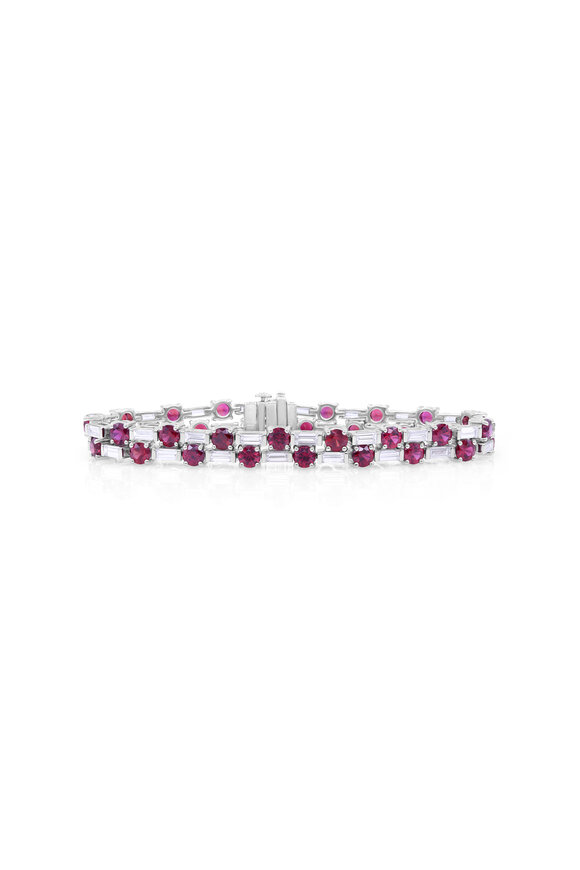 Oscar Heyman Platinum Ruby & Diamond Bracelet - view 1