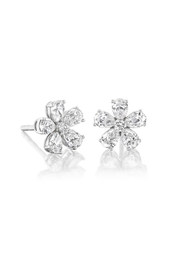Nam Cho Platinum Diamond Petite Wildflower Stud Earrings - view 1