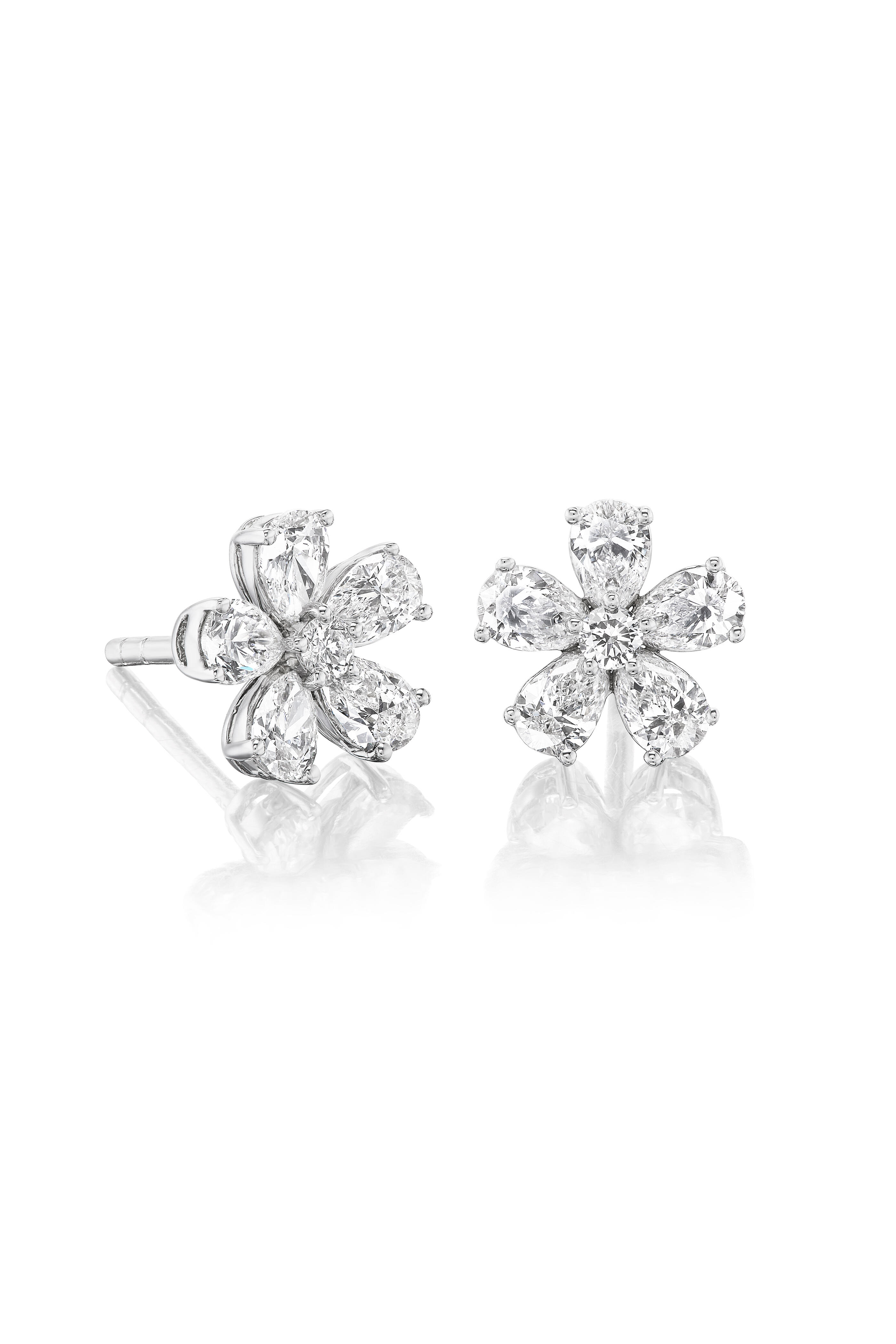 Nam Cho - Platinum Diamond Petite Wildflower Stud Earrings
