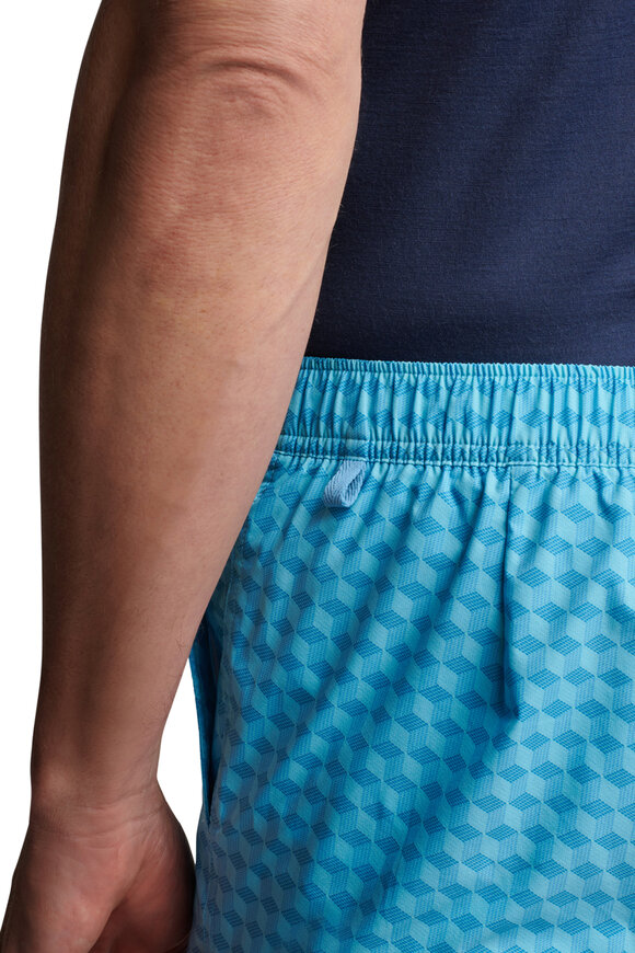 Peter Millar - Marina Blue Chiavari Cube Print Swim Trunks