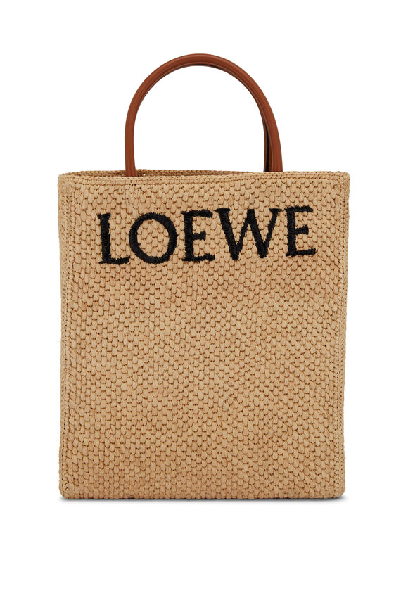 Loewe - A4 Logo North-South Raffia & Leather Tote Bag