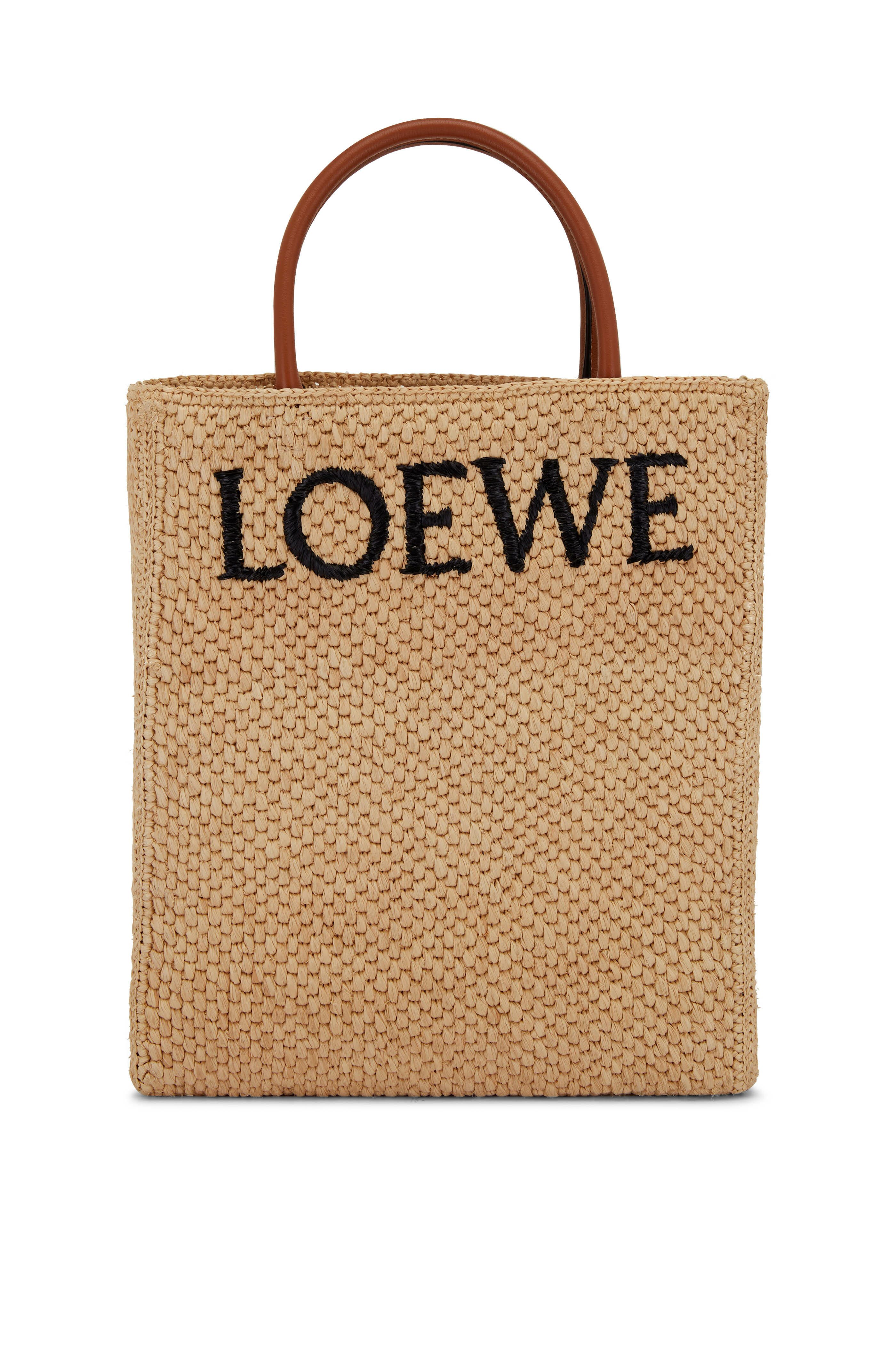 Loewe Women's Small Loewe Font Black Raffia Tote | by Mitchell Stores