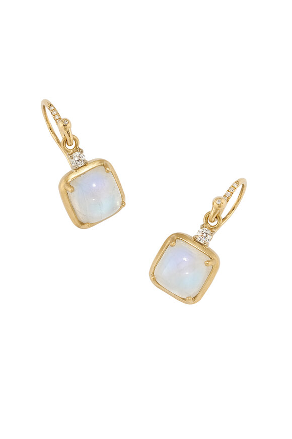 Irene Neuwirth - Diamond & Square Moonstone Drop Earrings